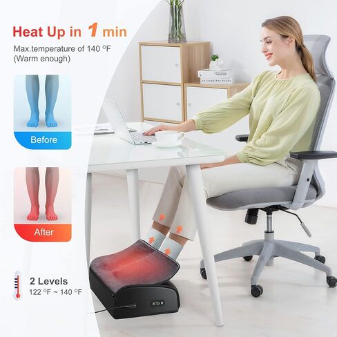 Comfier Foot Warmer &Heated Foot Rest for Under Desk,Adjustable Ergonomic Foot Stand for Back&Leg Pain Relief,Gaming Foot Stool for Office&Computer Chair,Support Foot Cushion for Office &Home,Gift in Kuwait
