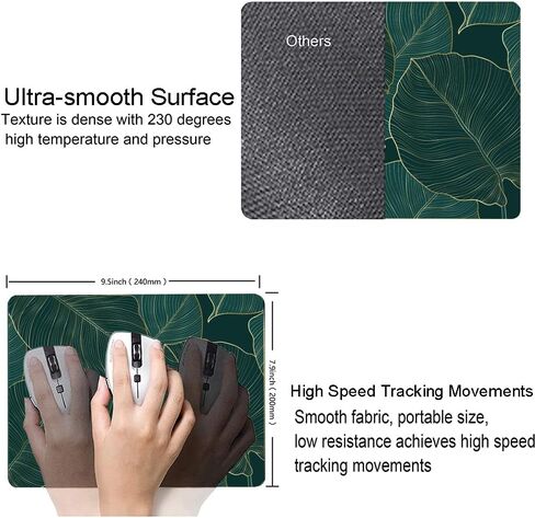 Computer Mouse Pads with Tropical Leaves Design, Square Waterproof Non-Slip Rubber Base Mouse Mat for Office Laptop in Saudi Arabia