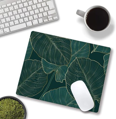 Computer Mouse Pads with Tropical Leaves Design, Square Waterproof Non-Slip Rubber Base Mouse Mat for Office Laptop in Saudi Arabia