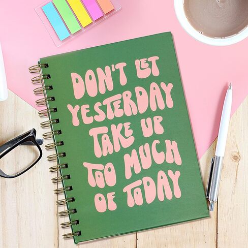 Pink Green Aesthetic Hardcover Notebooks for Work, A5 size 5.8 x 8.3 inch, Cute Notebooks for School 4 Pack, Retro Notebooks College Ruled, Cute Spiral Journal for Women, Kids Back to School Notebook in Saudi Arabia