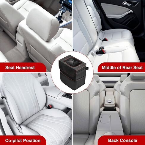 Simple Deluxe Car Trash Can with Lid and Storage Pockets, Multipurpose Garbage Bin with Adjustable Straps, Collapsible and Portable Organizer, 2 Gallon, Grey in Saudi Arabia