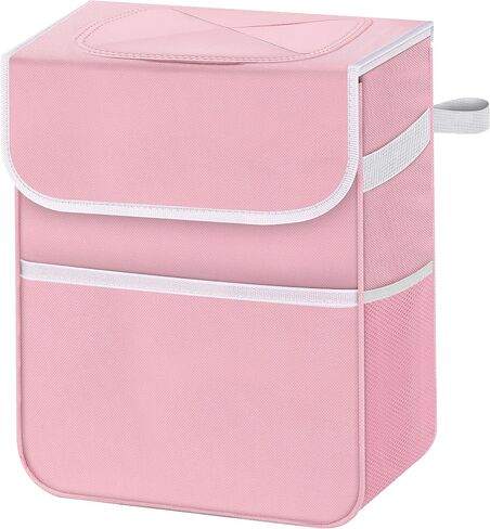 Simple Deluxe Car Trash Can with Lid and Storage Pockets, Multipurpose Garbage Bin with Adjustable Straps, Collapsible and Portable Organizer, 2 Gallon, Grey in Saudi Arabia