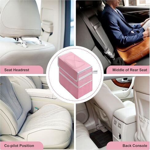 Simple Deluxe Car Trash Can with Lid and Storage Pockets, Multipurpose Garbage Bin with Adjustable Straps, Collapsible and Portable Organizer, 2 Gallon, Grey in Saudi Arabia