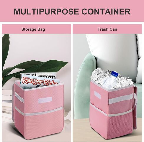 Simple Deluxe Car Trash Can with Lid and Storage Pockets, Multipurpose Garbage Bin with Adjustable Straps, Collapsible and Portable Organizer, 2 Gallon, Grey in Saudi Arabia