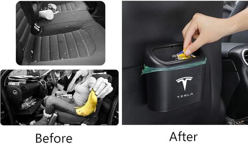 KIKIMO Tesla Trash Can with 8 Rolls of Garbage Bags, Mini Tesla Model 3/Y/S/X Accessories, Bin Storage Box, Leak-Proof Car Trash Can with Lid in Kuwait
