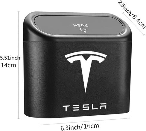KIKIMO Tesla Trash Can with 8 Rolls of Garbage Bags, Mini Tesla Model 3/Y/S/X Accessories, Bin Storage Box, Leak-Proof Car Trash Can with Lid in Kuwait