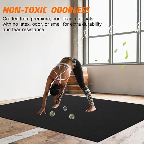 Large Exercise Mat 8'x5'|12'x6' Workout Mat for Home Gym Mats Exercise Heavy Duty Gym Flooring Fitness Mat Large Yoga Mat Cardio Mat for Weightlifting, Jump Rope, MMA, Stretch, Plyo, HIIT, Shoe-Friendly in Saudi Arabia