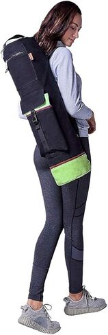 حقيبة سجادة اليوجا من هيثيوجا بسحاب كامل لتمارين اليوجا وحقيبة حمل - جيوب تخزين داخلية/خارجية متعددة الوظائف وحزام كتف قابل للتعديل - حقيبة يوجا 28 بوصة × 7 بوصة تناسب معظم أحجام سجادة اليوغا in Kuwait