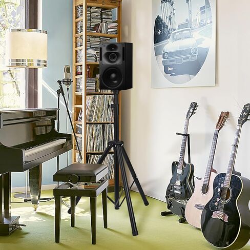 حامل مكبر صوت مزدوج ثلاثي القوائم مع دعامة تثبيت، حامل مكبر صوت بشاشة PA DJ Studio قابل للتعديل in Kuwait