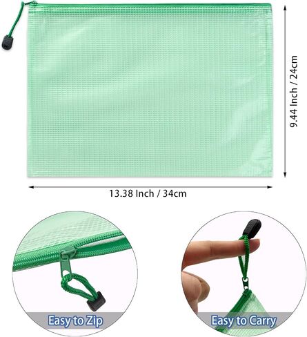 12 Pack Mesh Zipper Pouch Bags for Document Organizing, Waterproof A4 Letter Size Zipper Bags, Project Bags for Puzzle Storage, Reusable Storage Bags for Travel School Office Supplies in Saudi Arabia