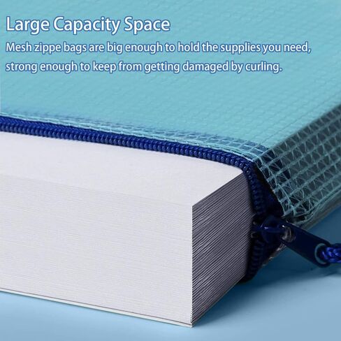 12 Pack Mesh Zipper Pouch Bags for Document Organizing, Waterproof A4 Letter Size Zipper Bags, Project Bags for Puzzle Storage, Reusable Storage Bags for Travel School Office Supplies in Saudi Arabia