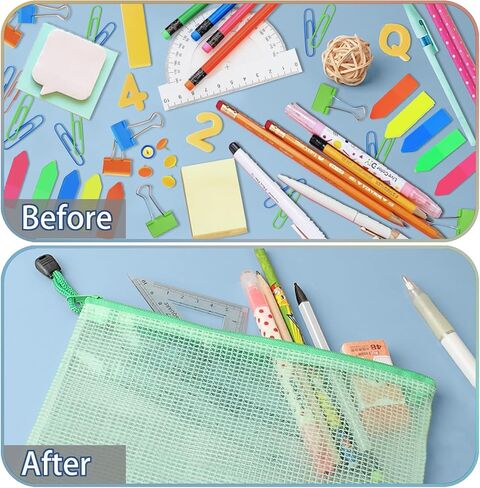 12 Pack Mesh Zipper Pouch Bags for Document Organizing, Waterproof A4 Letter Size Zipper Bags, Project Bags for Puzzle Storage, Reusable Storage Bags for Travel School Office Supplies in Saudi Arabia