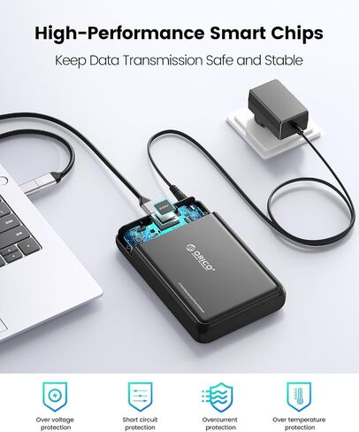 ORICO 3.5 Hard Drive Enclosure SATA Compatible for 3.5" 2.5" Seagate Samsung WD Crucial SanDisk HDD SSD, ABS+Metal Shell, Support UASP&Trim Up to 20TB, 2-in-1 USB C to USB C/A Cable (DDL35C3) in Kuwait