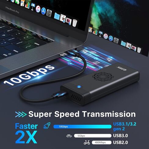 حاوية M.2 NVME SSD مع مروحة تبريد، محول USB C 3.2 Gen 2 PCIE NVME بسرعة 10 جيجابت في الثانية، SATA بسرعة 6 جيجابت في الثانية، قارئ M.2 مع علبة من الألومنيوم تدعم UASP Trim لـ PCIe M-Key(B+M Key) SSD 2242/2260/ 2280 in Kuwait