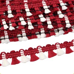 Idongcai Decorative Boho Tassel Fringe Trim Ribbon 10 Yards Lace Trim مع شرابات صغيرة متناوبة (أسود)