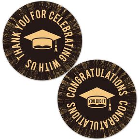 50 Graduation Party Stickers, Graduation Thank You Stickers,Congrats Grad Party Circle Favor Sticker Labels. 1.75" Round