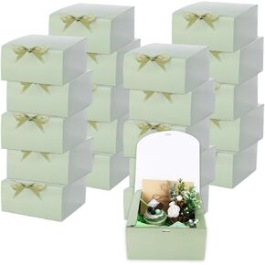 Jarthenaamcs 20pcs صناديق الهدايا الخضراء الحكيم مع أشرطة أشرطة 8 × 8 × 4 بوصة مربع اقتراح وصيفات الشرف مع 100pcs Glue Points for Wedder