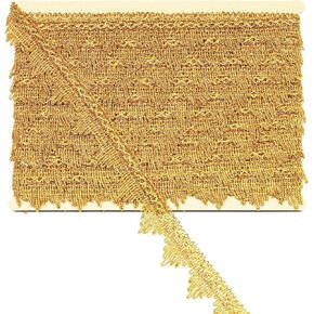Length 14 Yards，Width 1.57 Inch, Gold Colors Sequins Lace Trim Craft Ribbon Decorated Gimp Trim for Performance Costumes or Jewelry, Crafts and Sewing.
