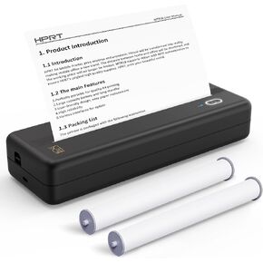 HPRT MT810 Portable Printers Wireless للسفر ، طابعة Bluetooth مع لفائف ورق الطابعة لـ MT810 (2 لفات | 8.3'x23 ')