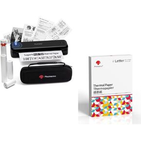 Phomemo M834 Bluetooth Thermal Printer & 100 Sheets Thermal Printer Paper 8.5 x 11 Inch & 1 Case