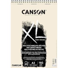 Canson XL Sand Grain Medialed Media 160GSM A3 Paper ، Winfle Sand ، PAD PAD SIDE SIDE ، 40 ورقة طبيعية ، مثالية للفنانين والرسامين المحترفين