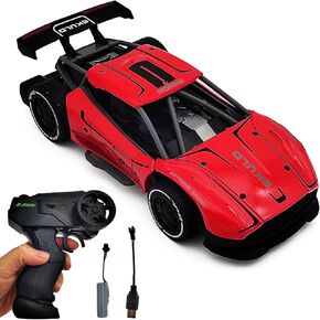 Tipmant Alloy 4CH RC Racing Car Toys Remote Control Vehicle, High Speed 10-15 km/h, 2.4GHz Range 160 ft, Rechargeable Battery, Scale 1:20, Kids Boys Birthday Gifts (Red)