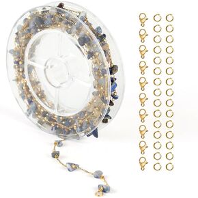 youbeiyee 9.8 قدم السلاسل الطبيعية خام السلاسل الحجرية الحجري الذهب المطلي بالذهب المطلي بالفولاذ المقاوم للصدأ لمجوهر in Kuwait