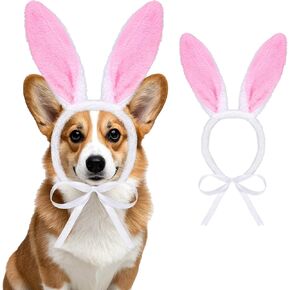 Easter Dog Bunny Ears عصابة رئيس الرأس من أذن الأرنب لأذن أذن للحيوانات الأليفة إكسسوارات الأزياء المضحكة (الأزرق الأبيض)