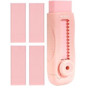 4+1pcs ممحرق منزلق زهري قابلة للاسترخاء ، ممرات ملونة اللون الوردي الناعم ، قم بممحاة السحب مع الأكمام البلاستيكية و 4 ممحاة إعادة الملء ، لوازم المنازل المكتبية المدرسية ، محايات قلم رصاص قياسية ، منتجات مكتبية