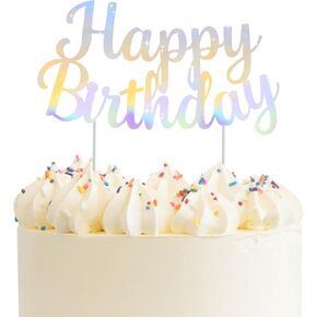 Beishida Blue Happy Birthday Cake Topper ، عيد ميلاد سعيد ديكور الرايات ، لوازم زخرفة حفلة عيد ميلاد ， Photo Booth Props