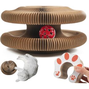 Kitty Kurlz Cat Toy ، لوحة خدش تفاعلية مع كرة ، Scratcher Magic Organ ، لعبة أكورديون قابلة للطي ، تمرين تدريب جسدي عقلي للقطط الداخلية