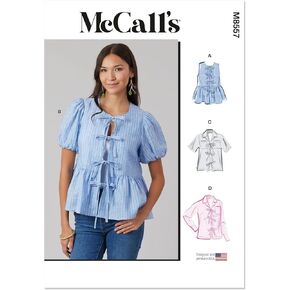 McCall من سهلة صنع حزمة خياطة MOSS 'TOPS ، رمز التصميم M8557 ، 10-12-14-16-18 ، متعدد الألوان