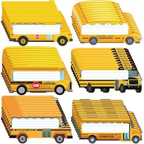 48 PCS School Bus Desk Name Name Plates Name Tag Stickers for Classroom School Bus Decorations Decorations Device Descrate Descor Decord Plates for Kids Bulletin Board Locky Name Name 9.5 × 3 Inch (Style Classic)