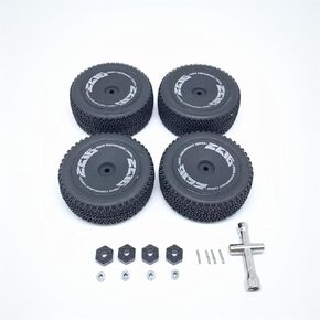 إطار عجلات أمامي بديل Kingval مع إطار العجلات الخلفية مع محول Hex Hub Cross Wrench RC Parts Combo متوافق مع Wltoys 1/14 144001 RC CAR