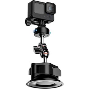 SUREWO Magnetic Suction Cup Camera Mount for Car,Camera Suction Cup Mount with Ball Head Magic Arm Compatible with Gopro Hero 13,12,11,10,9,8,7,6,5, DJI Osmo Action4/3 and More