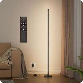 Dimmable Floor Lamp with Remote，Corner Foor lamp ，Floor Lamps for Living Room Bedroom Office,Color Temperature (3000k-6000k) Adjustable, Standing lamp with Foot Switch(Black)