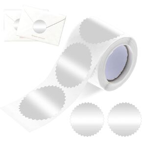 Giantree 250 Stickers Embossing Stickers, 2" Round Labels, Silver Foil Blank Stickers, Silver Metallic Seals for Package Wedding Envelope Graduation Certificate Wafer Seals with Serrated Edge (Silver)