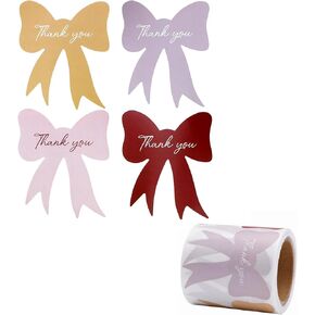240Pcs Bow Thank You Stickers, 1.96Inch Bowknot Thank You Stickers for Birthdays, Weddings, Giveaways, Bridal Showers, Packages and Envelopes, Small Business