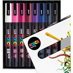 Posca Coloring - PC -3M Midnight Tones - مجموعة من 8 - في صندوق الهدايا