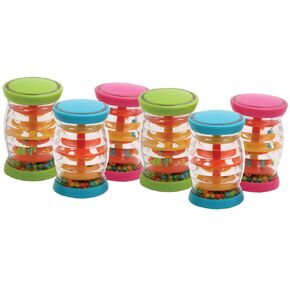مجموعة اللعب البناء من ستة 3 1/2 "H. x 2" W. Rainbow Shakers الآلات الموسيقية لأعمار 6 أشهر وما فوق