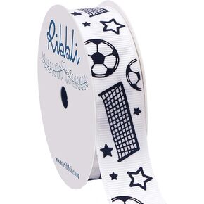 Ribbli Grosgrain Soccer Craft Ribbon ، 7/8 بوصة ، بكرة 10 يارد