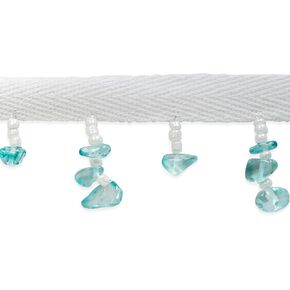 Trims by the Yard Sea Glass Chip Bead Fringe Aqua Blue | (5 Yard Cut) Trim