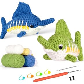 Myigo Crochet Kit للمبتدئين: Sailfish COMPLE CORCHET KIT مع دروس فيديو خطوة بخطوة لبداية الأطفال البالغة-هدية عيد ميلاد DIY للفتيات من 8 إلى 14