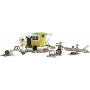 MA & PA's Trailer Haven Camping Trailer مع أرقام N Scale Woodland Scenics