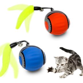 Speedy 3.0 Tail Upgrade Cat Toy 3.0 Turbo Tail,2025 New Pet Smart Chase Cat Ball for Indoor,Interactive Cats Toy Ball Automatic Moving Smart Toys withTail Two Speed Adjustment (Orange&Green)