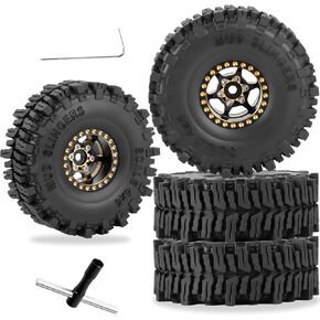 RC 1.0 Beadlock Wheels 1.0 TIRES Beadlock لـ RC Crawler 1/18 TRX4M ، 1/24 SCX24،1.0 عجلات Beadlock وإطارات العجلات النحاسية مع إطارات مطاطية لزجة ناعمة ، 4pcs ، نمط A