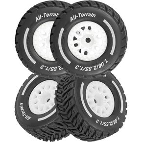 عجلات RC لـ 1/14 Mini Mojave Grom RC Car ، RC Tyres Beadlock Wheels Hub Tyres Tires و Plastic Wheel Hub White (4pcs)