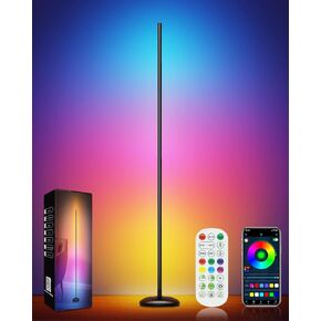 مصباح أرضية الزاوية ، مصباح زاوية LED SMART RGB مع تطبيق وبعيد ، مصباح أرضي حديث مع 16 مليون لون ، مزامنة الموسيقى ، أوضاع مشهد ، مصابيح دائمة متغيرة اللون لغرفة المعيشة ، غرفة نوم