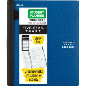 Five Star Planner 2025-2026 Academic, Weekly & Monthly Advance Student Planner + Study App, 8-1/2" x 11", Large, Black (CAW65905)