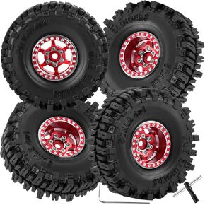 RC 1.0 إطارات شاحنة Beadlock لـ 1/18 1/24 TRX4M SCX24 RC Crawler ، RC Wheels Tires.Aluminum 1.0 ‘'Beadlock Wheel Rim & 1.0in tires tyres.titanium (4pcs)